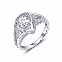 Сердце 925 Серебряное кольцо Танцующие бриллиантовые украшения AAA CZ